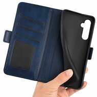 Samsung Galaxy A15 Hoesje, MobyDefend Luxe Wallet Book Case (Sluiting Zijkant), Blauw