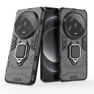 Xiaomi 14 Ultra Hoesje - MobyDefend Dubbelgelaagde Pantsercase Met Standaard - Zwart