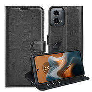 Motorola Moto G34 Hoesje - MobyDefend Kunstleren Wallet Book Case (Sluiting Voorkant) - Zwart
