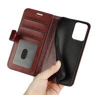 Motorola Moto G34 Hoesje - MobyDefend Wallet Book Case (Sluiting Achterkant) - Bruin