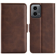 Motorola Moto G34 Hoesje - MobyDefend Luxe Wallet Book Case (Sluiting Zijkant) - Bruin