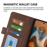 Motorola Moto G34 Hoesje - MobyDefend Luxe Wallet Book Case (Sluiting Zijkant) - Lichtbruin