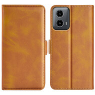 Motorola Moto G34 Hoesje, MobyDefend Luxe Wallet Book Case (Sluiting Zijkant), Lichtbruin