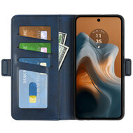 Motorola Moto G34 Hoesje - MobyDefend Luxe Wallet Book Case (Sluiting Zijkant) - Blauw