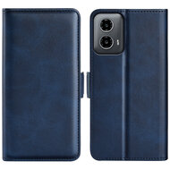 Motorola Moto G34 Hoesje - MobyDefend Luxe Wallet Book Case (Sluiting Zijkant) - Blauw