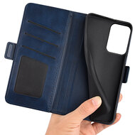 Motorola Moto G34 Hoesje - MobyDefend Luxe Wallet Book Case (Sluiting Zijkant) - Blauw
