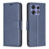Motorola Edge 50 Pro Hoesje - MobyDefend Wallet Book Case Met Koord - Blauw