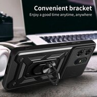 Motorola Edge 50 Pro Hoesje - MobyDefend Pantsercase Met Draaibare Ring - Zwart