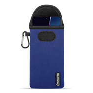 Hoesje voor OnePlus Nord CE 4 - MobyDefend Neopreen Pouch Met Karabijnhaak - Insteekhoesje - Riemlus Hoesje - Blauw