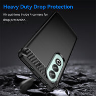 OnePlus Nord CE 4 Hoesje - MobyDefend TPU Backcover - Geborstelde Metaal &amp; Carbon-Look - Zwart