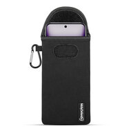 Hoesje voor Oppo Reno12 Pro - MobyDefend Neopreen Pouch Met Karabijnhaak - Insteekhoesje - Riemlus Hoesje - Zwart