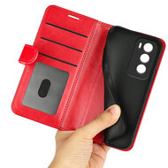 Oppo Reno12 Pro Hoesje - MobyDefend Wallet Book Case (Sluiting Achterkant) - Rood