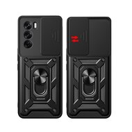 Oppo Reno12 Pro Hoesje - MobyDefend Pantsercase Met Draaibare Ring - Zwart