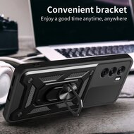 Oppo Reno12 Pro Hoesje - MobyDefend Pantsercase Met Draaibare Ring - Goud