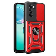 Oppo Reno12 Pro Hoesje - MobyDefend Pantsercase Met Draaibare Ring - Rood