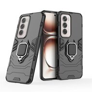Oppo Reno12 Hoesje - MobyDefend Dubbelgelaagde Pantsercase Met Standaard - Zwart