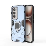 Oppo Reno12 Hoesje - MobyDefend Dubbelgelaagde Pantsercase Met Standaard - Blauw