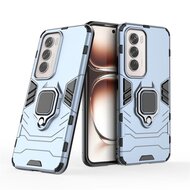Oppo Reno12 Hoesje - MobyDefend Dubbelgelaagde Pantsercase Met Standaard - Blauw