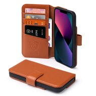 iPhone 13 Hoesje - Luxe MobyDefend Wallet Bookcase - Lichtbruin