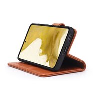 Samsung Galaxy S22 Hoesje - Luxe MobyDefend Wallet Bookcase - Lichtbruin