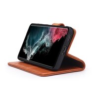 Samsung Galaxy S22 Ultra Hoesje - Luxe MobyDefend Wallet Bookcase - Lichtbruin
