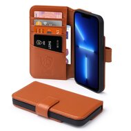 iPhone 13 Pro Hoesje - Luxe MobyDefend Wallet Bookcase - Lichtbruin