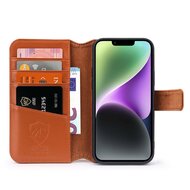 iPhone 14 Hoesje - Luxe MobyDefend Wallet Bookcase - Lichtbruin