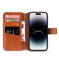 iPhone 14 Pro Hoesje - Luxe MobyDefend Wallet Bookcase - Lichtbruin