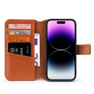 iPhone 14 Pro Max Hoesje - Luxe MobyDefend Wallet Bookcase - Lichtbruin
