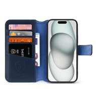 iPhone 15 Hoesje - Luxe MobyDefend Wallet Bookcase - Blauw
