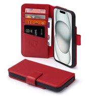 iPhone 15 Hoesje - Luxe MobyDefend Wallet Bookcase - Rood