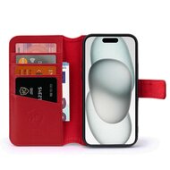 iPhone 15 Hoesje - Luxe MobyDefend Wallet Bookcase - Rood