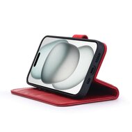 iPhone 15 Hoesje - Luxe MobyDefend Wallet Bookcase - Rood