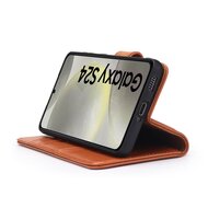 Samsung Galaxy S24 Hoesje - Luxe MobyDefend Wallet Bookcase - Lichtbruin