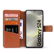 Samsung Galaxy S24 Hoesje - Luxe MobyDefend Wallet Bookcase - Lichtbruin