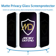 2-Pack MobyDefend iPhone 16 Screenprotectors - Matte Privacy Glass Screensavers