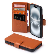 iPhone 16 Hoesje - Luxe MobyDefend Wallet Bookcase - Lichtbruin