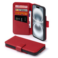 iPhone 16 Hoesje - Luxe MobyDefend Wallet Bookcase - Rood