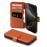 iPhone 16 Pro Hoesje - Luxe MobyDefend Wallet Bookcase - Lichtbruin