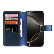 iPhone 16 Pro Hoesje - Luxe MobyDefend Wallet Bookcase - Blauw