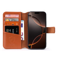 iPhone 16 Pro Max Hoesje - Luxe MobyDefend Wallet Bookcase - Lichtbruin