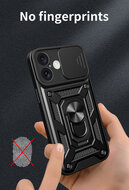 iPhone 16 Hoesje - MobyDefend Pantsercase Met Draaibare Ring - Zwart