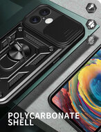 iPhone 16 Hoesje - MobyDefend Pantsercase Met Draaibare Ring - Zwart