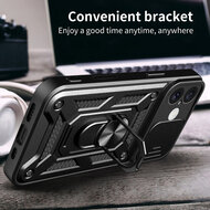 iPhone 16 Hoesje - MobyDefend Pantsercase Met Draaibare Ring - Zwart