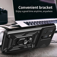 iPhone 16 Pro Hoesje - MobyDefend Pantsercase Met Draaibare Ring - Goud