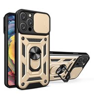iPhone 16 Pro Max Hoesje - MobyDefend Pantsercase Met Draaibare Ring - Goud