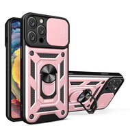 iPhone 16 Pro Max Hoesje - MobyDefend Pantsercase Met Draaibare Ring - Ros&eacute;