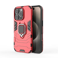 iPhone 16 Pro Hoesje - MobyDefend Dubbelgelaagde Pantsercase Met Standaard - Rood