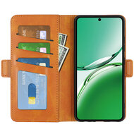 Oppo Reno12 F Hoesje - MobyDefend Luxe Wallet Book Case (Sluiting Zijkant) - Lichtbruin