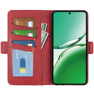 Oppo Reno12 F Hoesje - MobyDefend Luxe Wallet Book Case (Sluiting Zijkant) - Rood